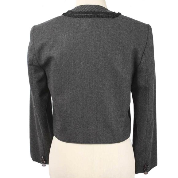 Vintage HOWARD WOLF Gray 100% Wool Black Trimmed Blazer Jacket Size 4 - Picture 3 of 6